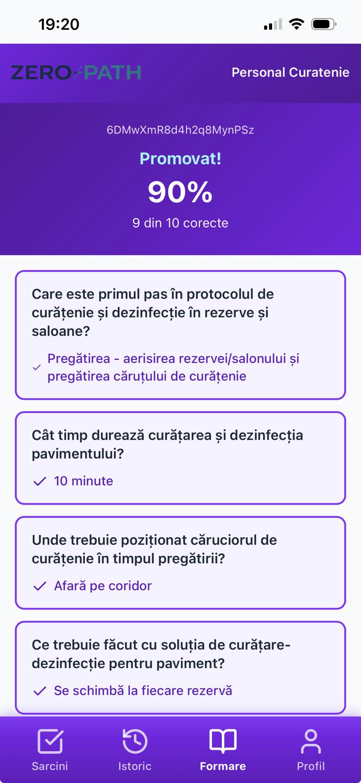 ZeroPath — Rezultat test microlearning